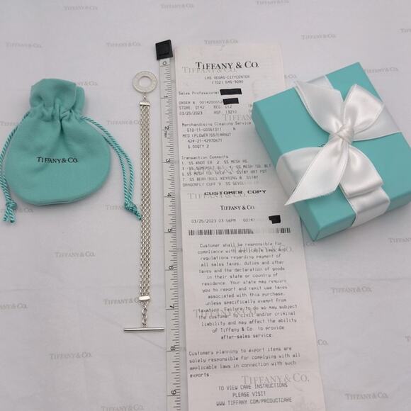 Tiffany & Co. Somerset Mesh Toggle Bracelet Sterling Silver W/Gift Pouch & Box - Picture 9 of 9
